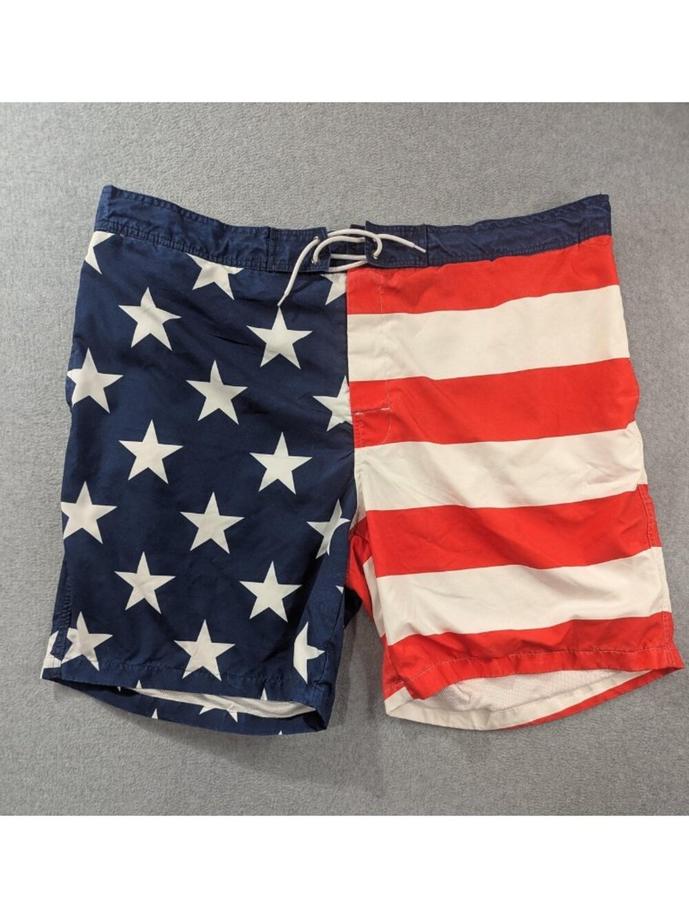 St. John's Bay Swim Trunks Mens 4XL Multicolor USA Flag Patriotic Stars Stripes
